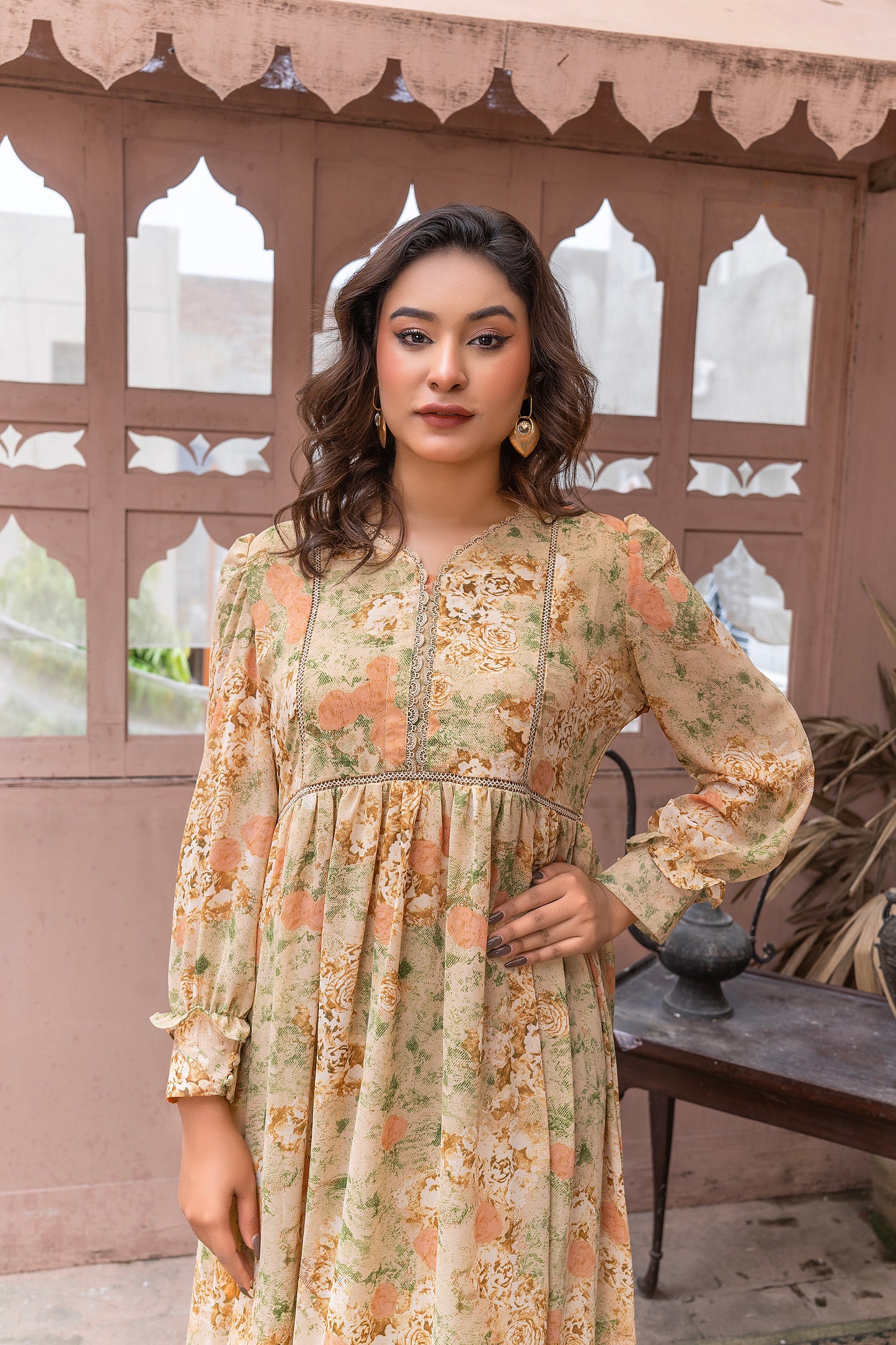 Vintage Floral chiffon Tiered Maxi Dress