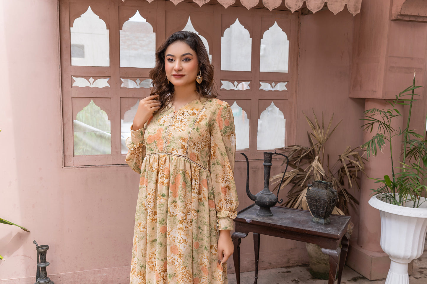 Vintage Floral chiffon Tiered Maxi Dress